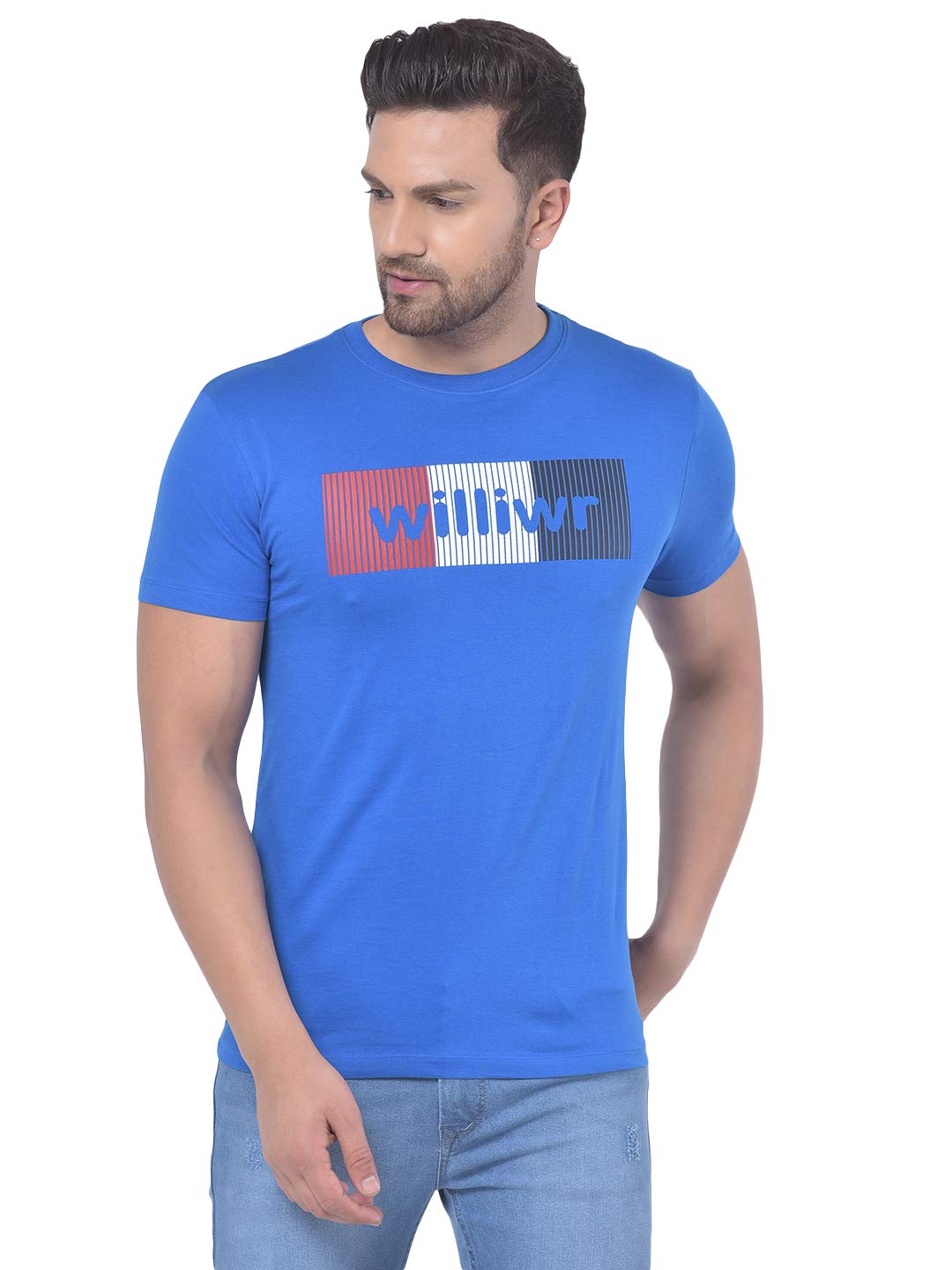 williwrMen's Round Neck T-Shirt, 100% Cotton, Short Sleeve, Regular Fit