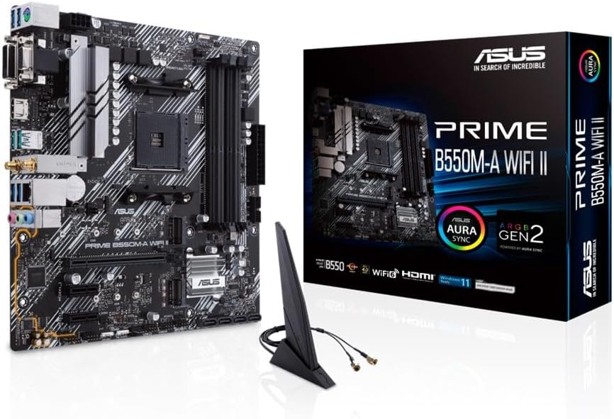 ASUS PRIME B550M-A WIFI II AMD Ryzen 5000 Series AM4 Compatible avec B550 mATX Carte M&egrave;re / Concessionnaire Autoris&eacute; Domestique
