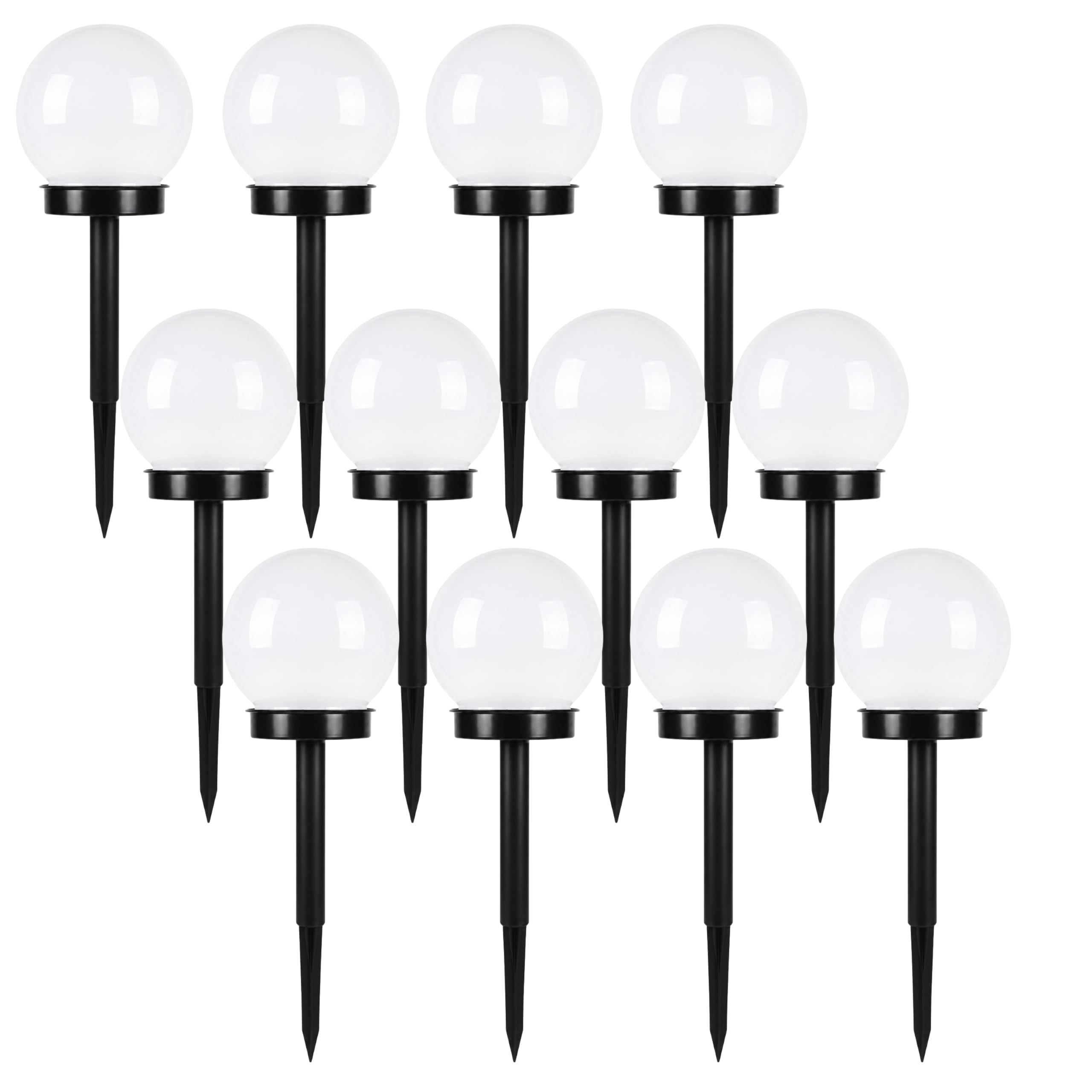 Garden Mile 12 luces de suelo impermeables con energía solar – Estaca de globo para iluminación al aire libre, adornos de jardín, luz solar de seguridad para patio, jardín, camino, macizos de flores