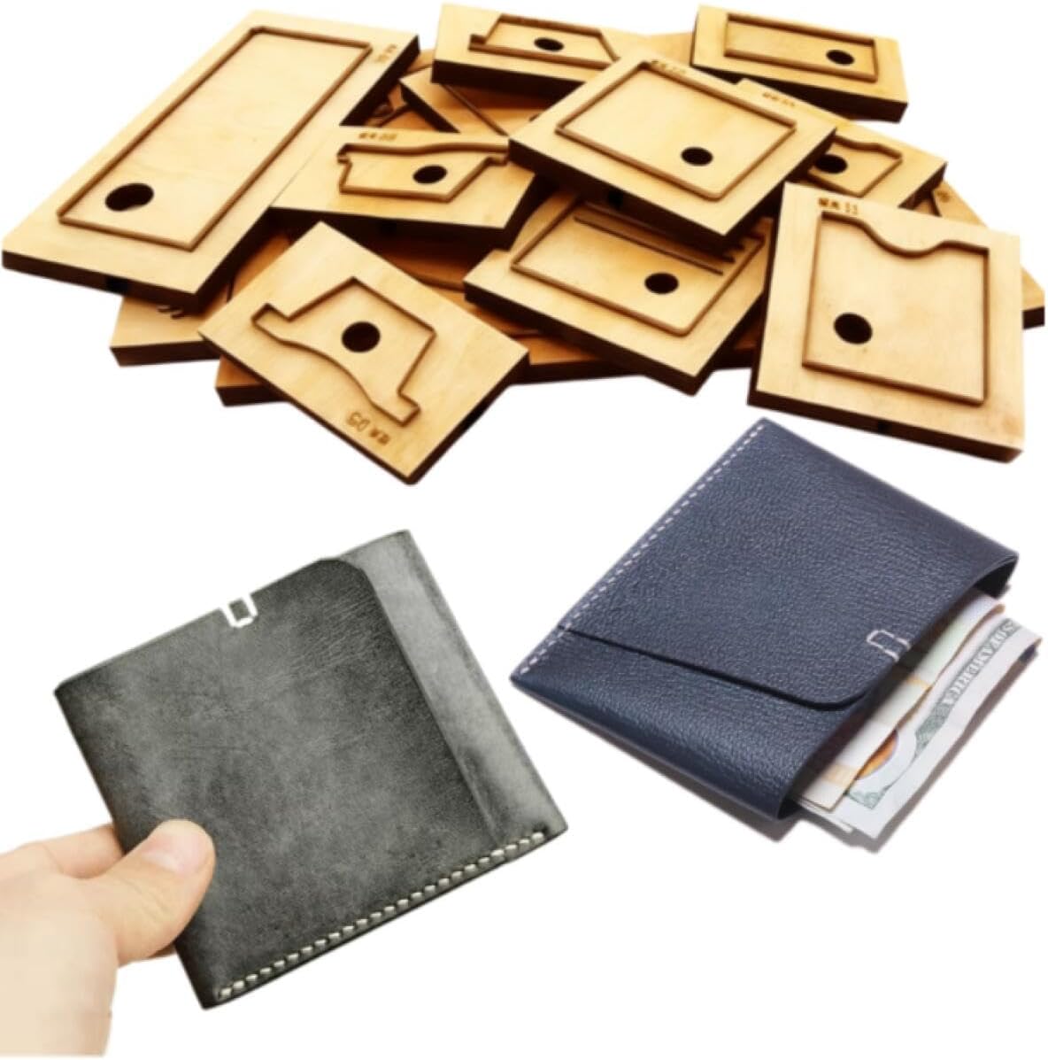YJIUYUANQ Wallet Card Holder Leather Cutting Die Wooden Stamping Punching Tool for DIY Leather Craft Making 100x85x10mm