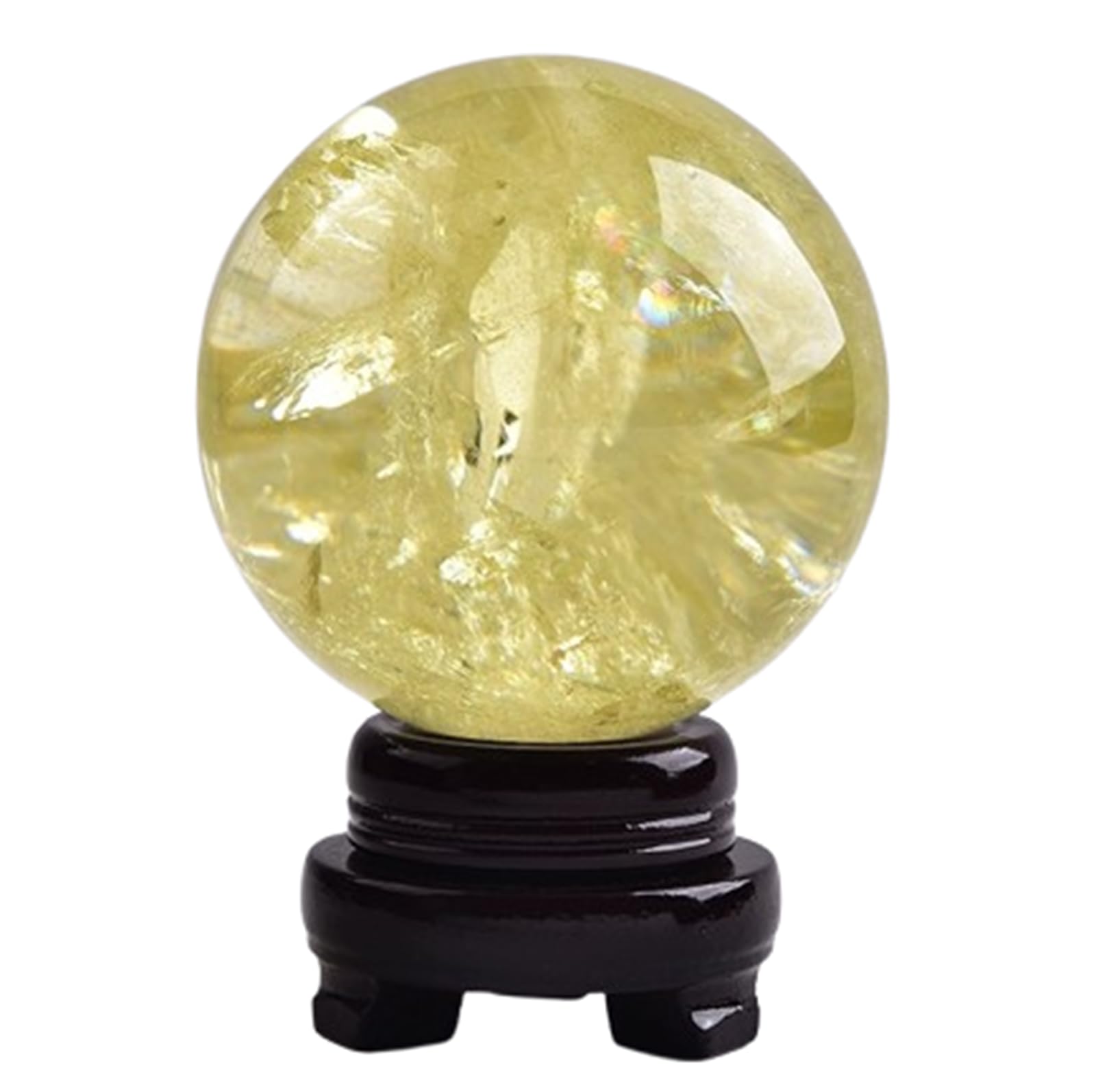 DPURPIWADY Citrine Crystal Ball with Delicate Base,Decorative Yellow Sphere Figurine, for Tabletop Xmas Home Party Centerpiece Mantel Decoration,1.57"(4cm)