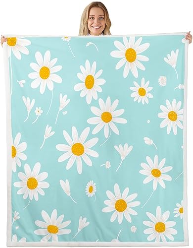 Miniatura 13 de Manfei Manta de margaritas, manta de flores amarillas y blancas para sofá, manta de cama de jardín botánico para niños y niñas, decoración de Multi