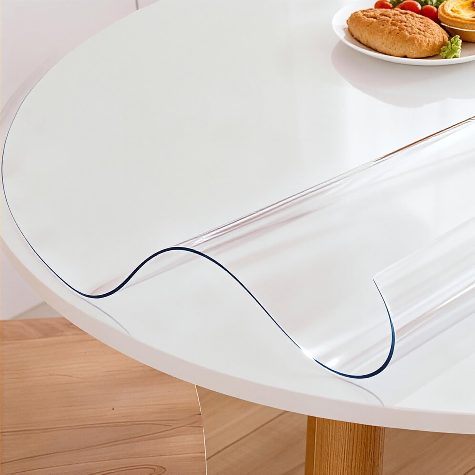 Mantel redondo de PVC impermeable de 100 cm, cubierta de vinilo C de 2 mm de grosor, resistente al aceite y al calor, protector suave para comedor y cocina