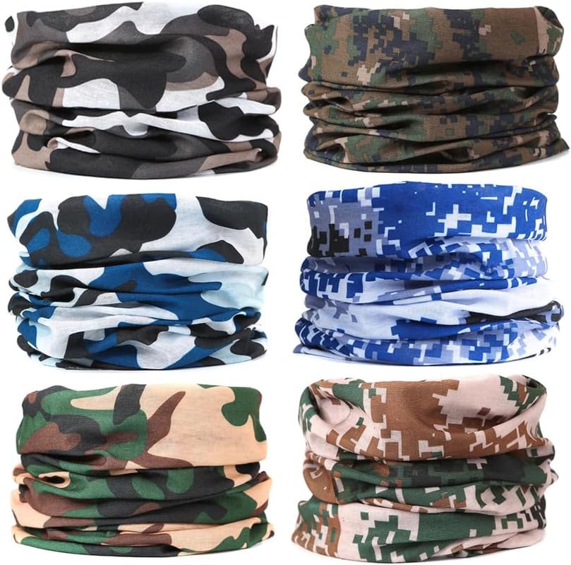 Image of CHACKO Breathable Neck Gaiter Face Scarf Mask for Men Women Hiking, Cycling, Sports, Fishing, Sun UV Protection Bandana 6 Pack