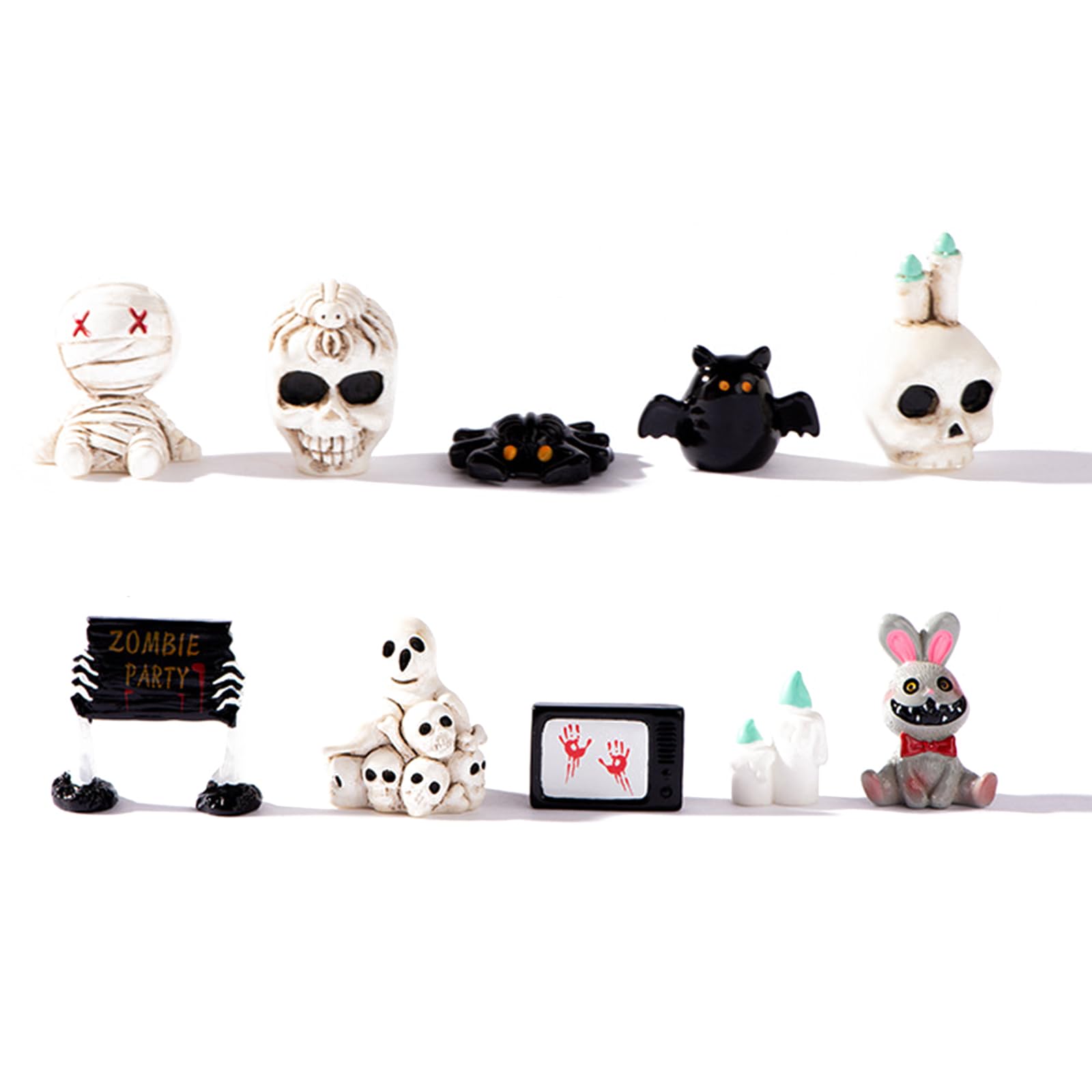 MIUPOO Halloween Resin Ornaments,Cute Halloween Ornaments And Decorations For Crafts,Halloween 3d Decoration Miniatures Kit For Garden Landscape Desk Party Favors,10 Pieces.