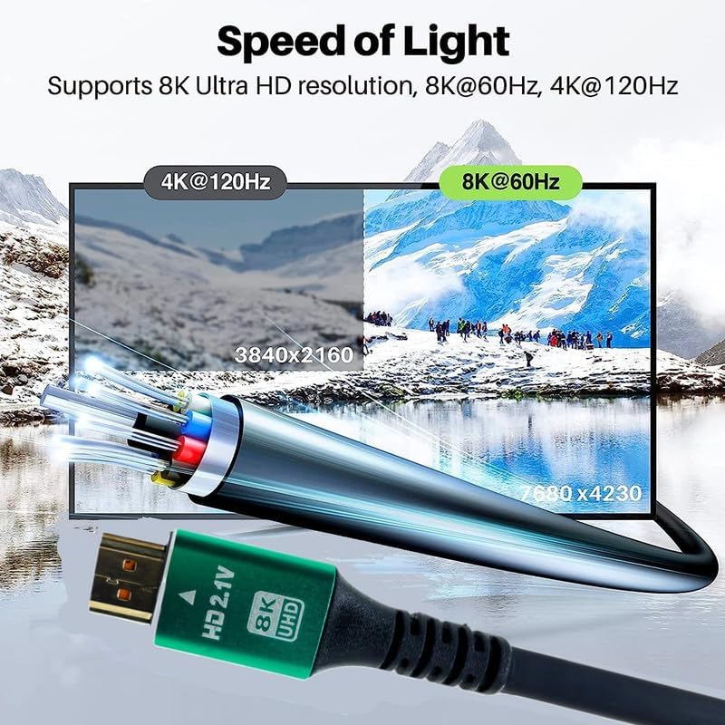 Image of COOLCOLD HDMI 2.1 Cable 20 Meter | 8K /4K Ultra High-Speed HDMI Cord 48Gbps 1ms | 8K@60Hz 4K@120Hz HDR10+ ARC eARC DTS:X | Compatible with TV, Monitor, Gaming PC, Laptop, Soundbar, Mac (Black)