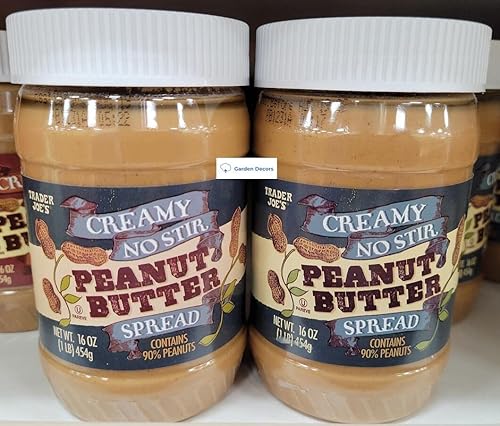 Trader Joe's Creamy - Mantequilla de cacahuete para untar 16 onzas, 16.01oz (2 botellas)