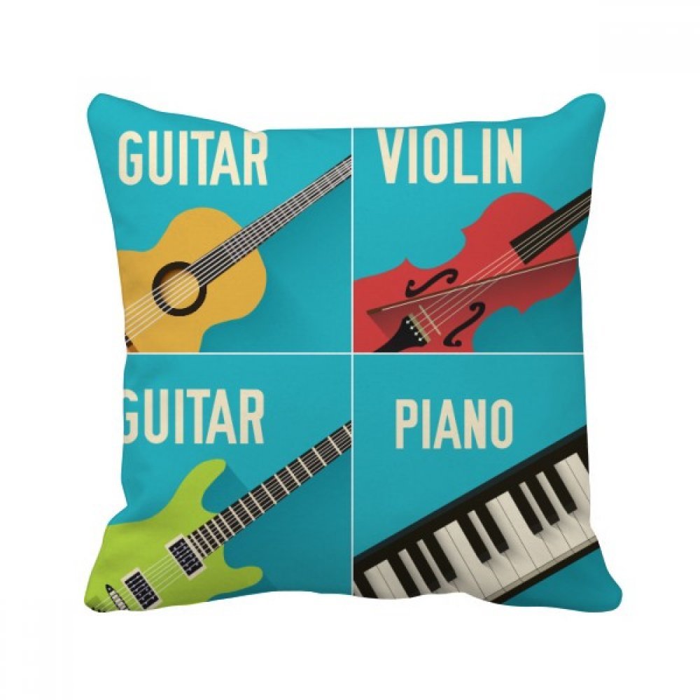 Coussin vert guitare 40x40cm taie d'oreiller multicolore décor salon