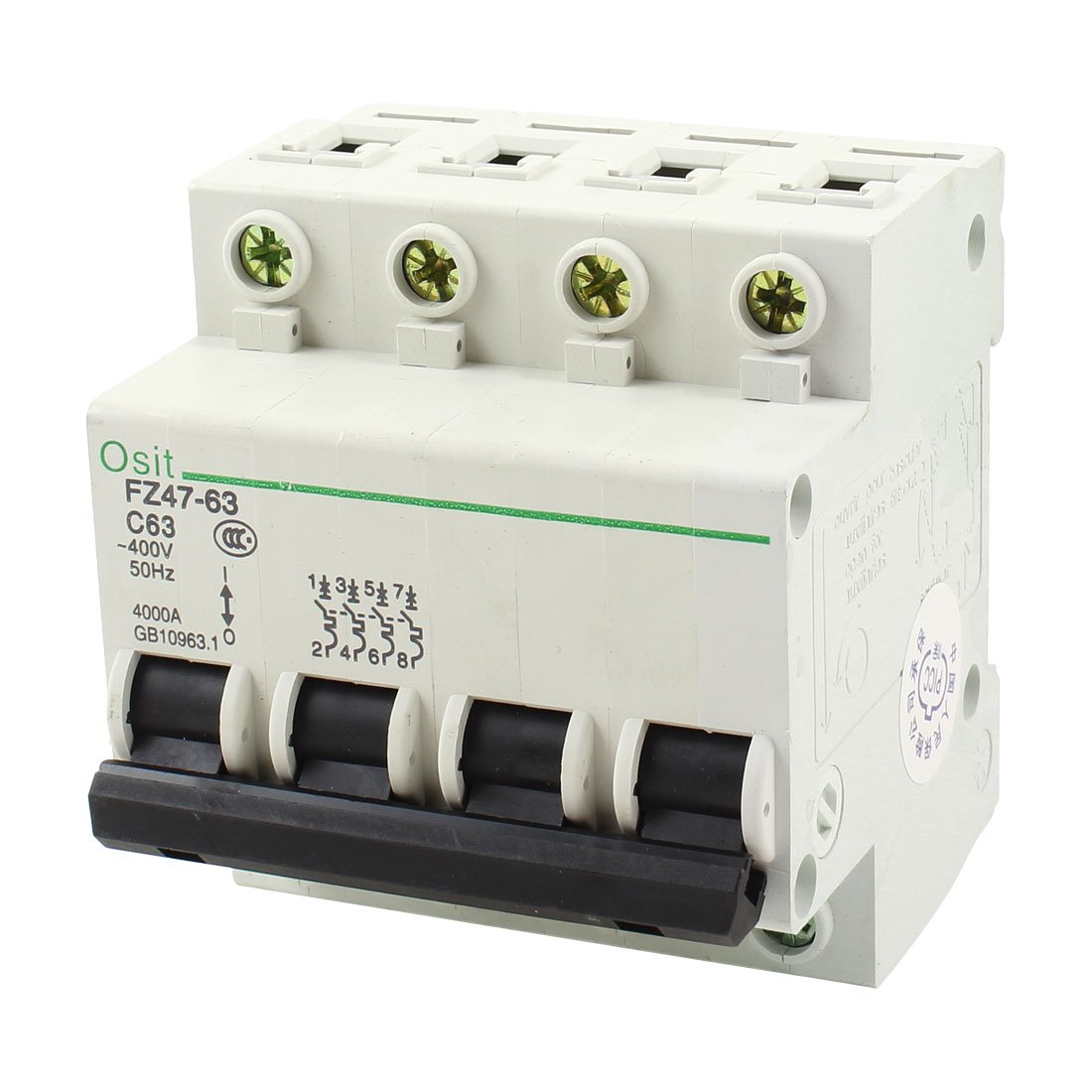 IEUMJNAT FZ47-63 C63 4P DIN Rail MCB Miniature Circuit Breaker 4000A 63A 400VAC