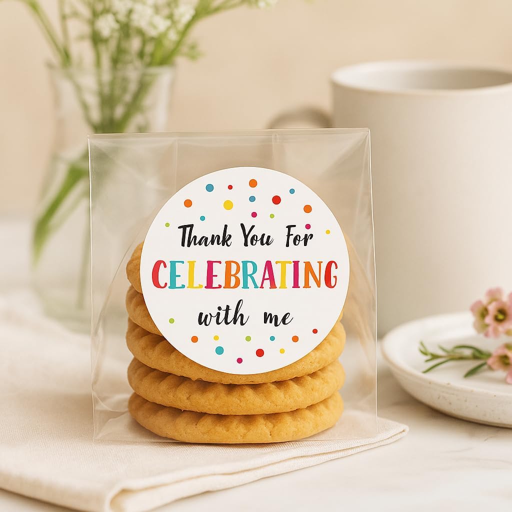 Anwyll 120Pcs Thank You Stickers - 2'' Thank You for Celebrating with Me Stickers Colorful Dot Thank You Birthday Party Favor Sticker Self Adhesive Thank You Seal Label Sticker for Gift Wedding Grad - Image 7