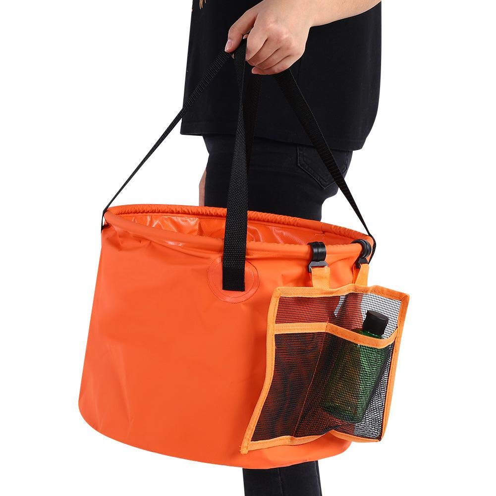 Wakects Secchio Pieghevole 30L per Campeggio, Viaggio e Giardinaggio, Bacinella d'Acqua in PVC con Rete