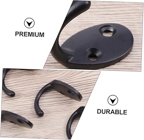 Miniatura 5 de Yardwe Perchero de metal negro de un solo gancho montado en la pared, ganchos de pared resistentes, 1 juego de ganchos de pared para colgar abrigos,