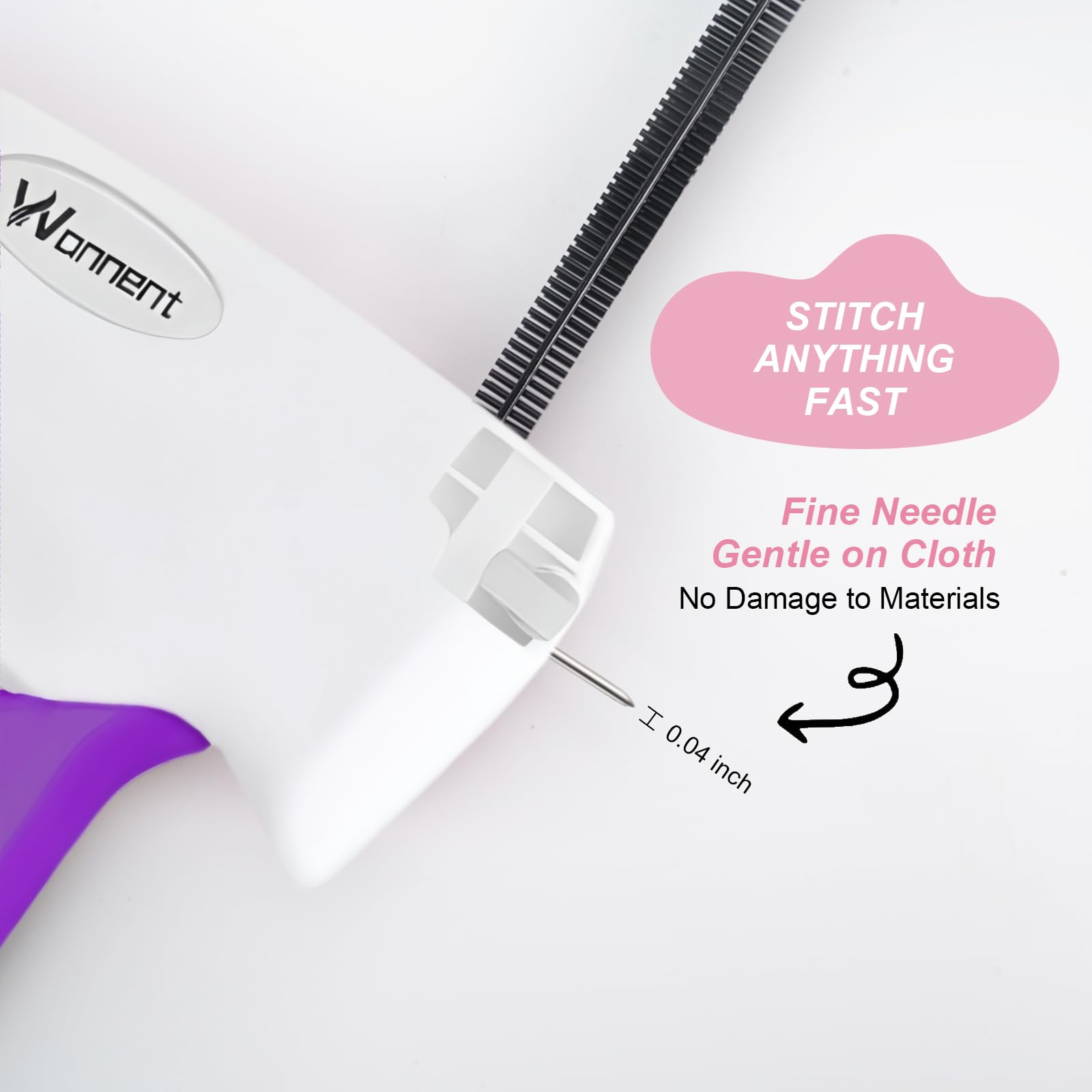 Stichpistole für Kleidung, Nähpistole für Kleidung, Nähte, schnelle Kleidungsfixierung, inklusive 1.000 schwarze Verschlüsse, 1.000 weiße Verschlüsse und 6 Nadeln (GhostWhite + Purple4)