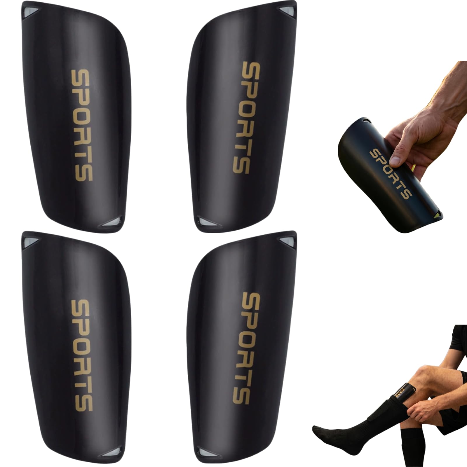 Football Shin Pads, 4 Pcs Insert-Type Sturdy Shin Guards for Pupils