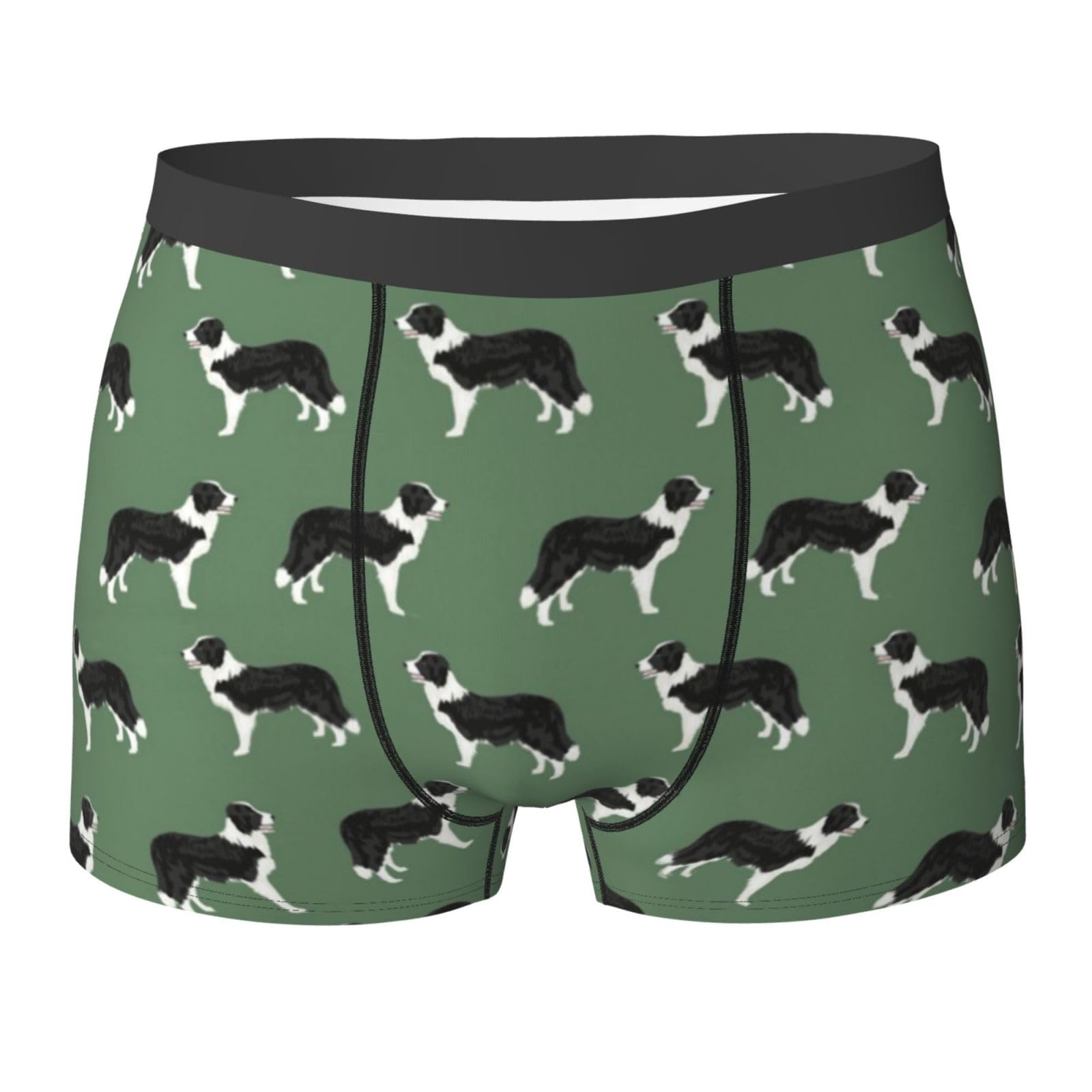 Lfeartesa Men's As Shown Border Collies Green Border Collie Collies,Underwear Boxer Briefs Soft Polyester Underpants Personalised Boxers Shorts,,M