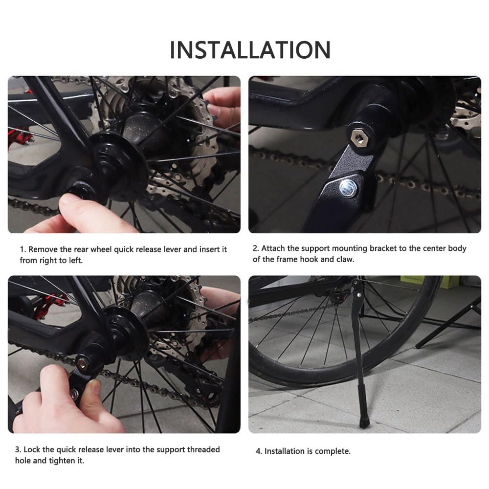 Pata De Cabra Bicicleta Soporte de Bicicleta aleación Aluminio Patada Lateral Ajustable Antideslizante for 22-29 Pulgadas
