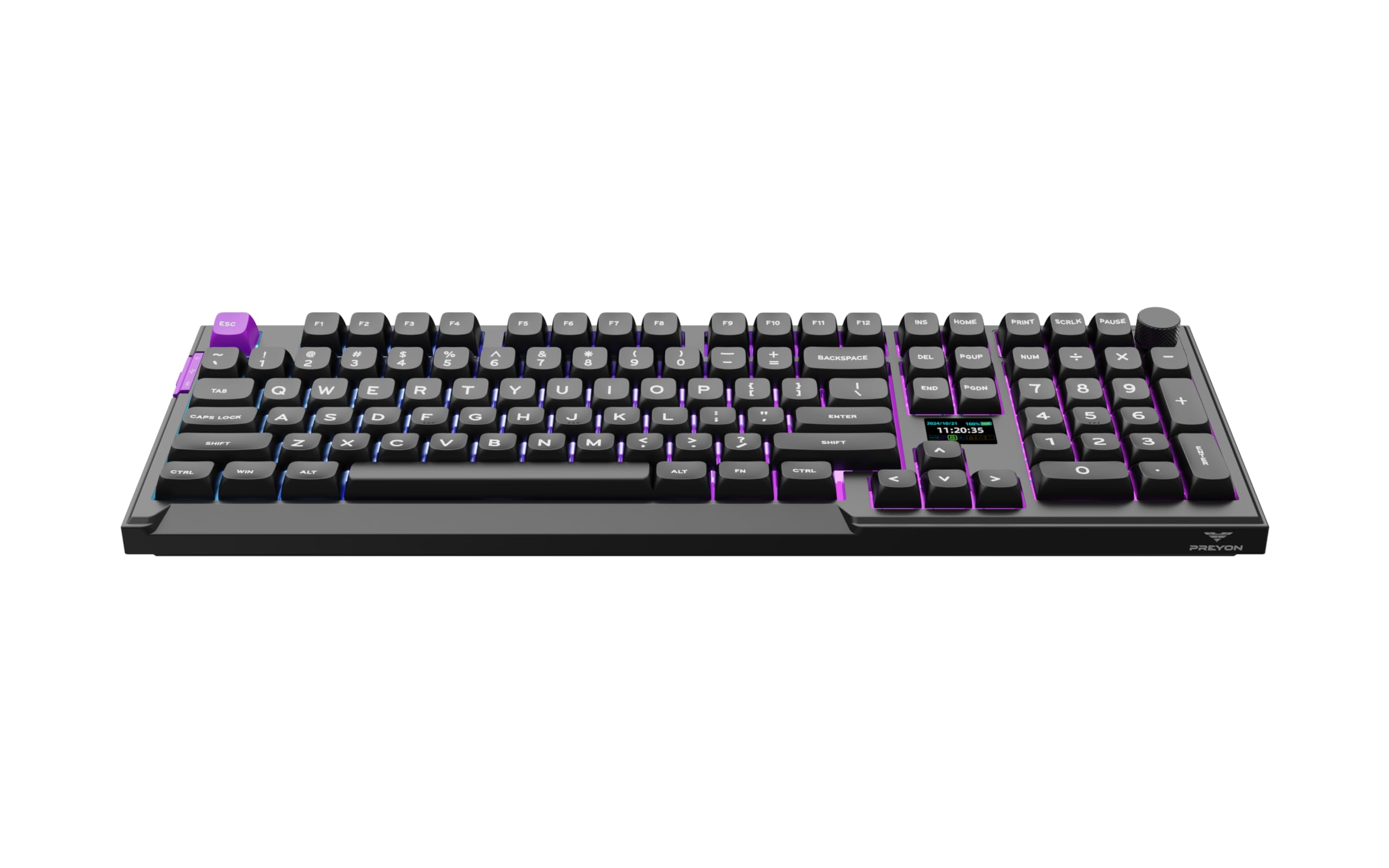 PREYON Klawiatura Mechaniczna Gamingowa Bezprzewodowa i USB Keyboard do Komputera PC RGB Numpad QWERTY 2,4 GHz USB Ciche Klawisze 800h Bateria Przełączniki Red - Silent Claw