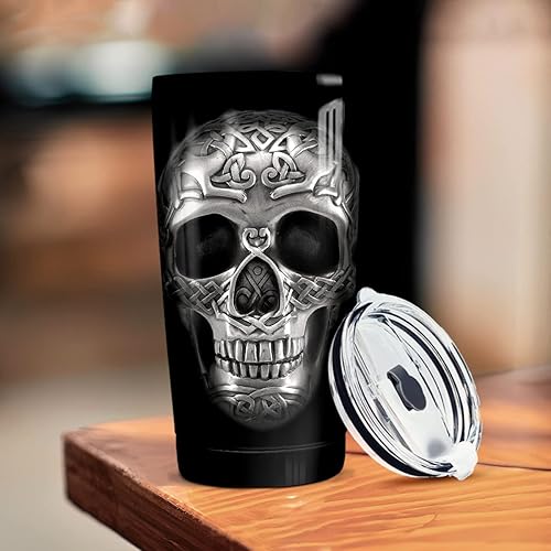Miniatura 4 de winorax Vaso de viaje de acero inoxidable de 20 onzas, taza de café, regalos inspiradores de calavera para hombres, mujeres, amantes de las