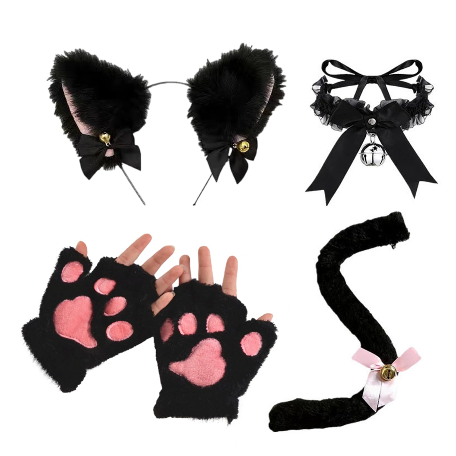 Amazon.co.jp: [TUISKU] 猫耳 カチューシャ 肉球手袋 しっぽ