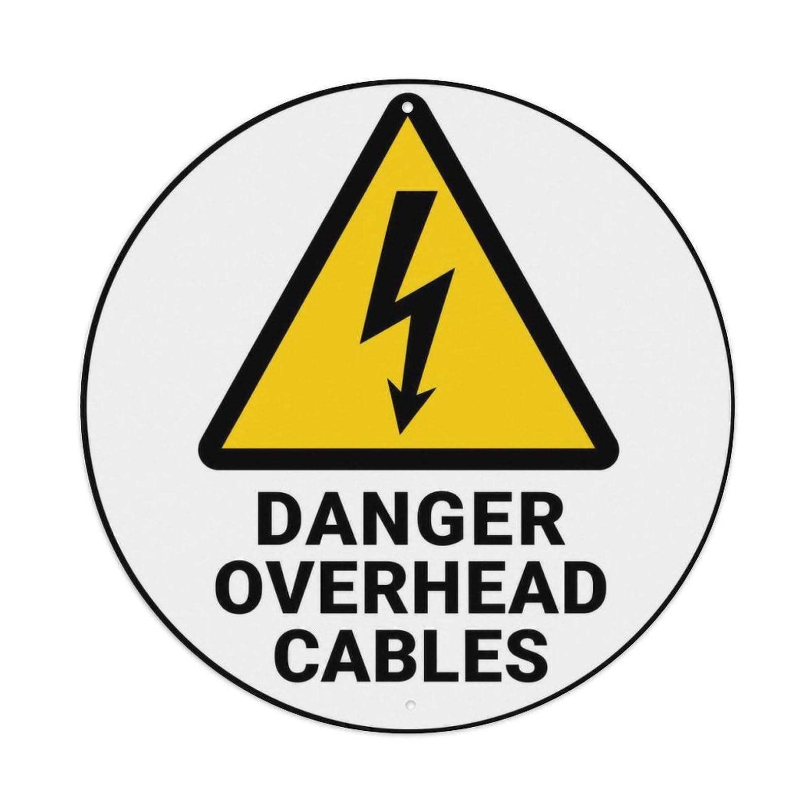 Olyhtr 8X8inch Classic Style Danger Overhead Cables British Bold Lettering Safety Metal Tin Sign