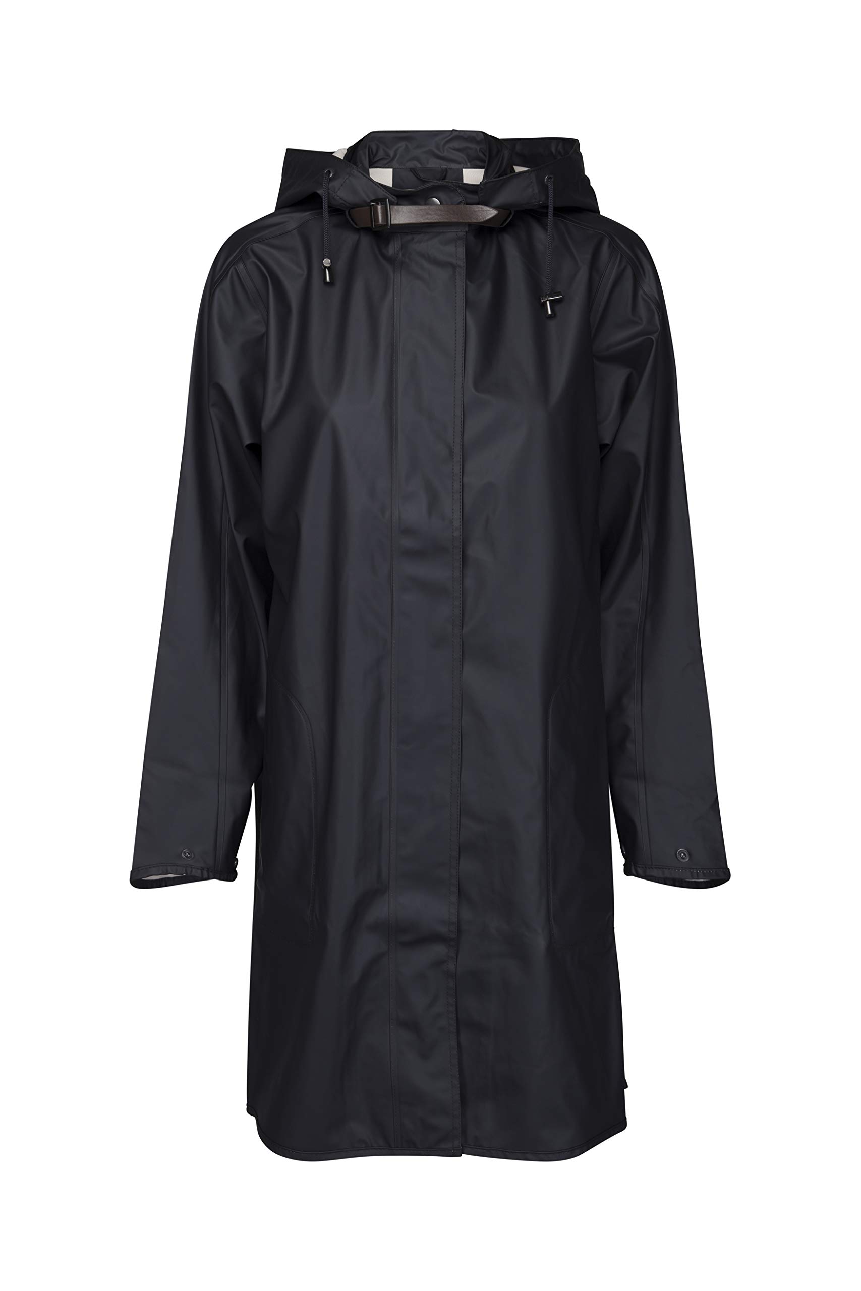 Ilse Jacobsen Langer Damen Regen Parka | Elegante A-Linie | abnehmbare Kapuze | Wasserdicht winddicht | Polyester mit Gummi Überzug | RAIN71 Blau 42