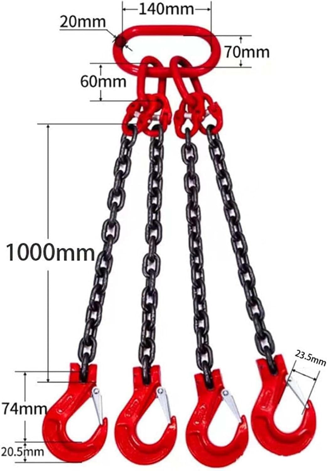 Imbracatura a catena di sollevamento durevole 4 gambe for motori in acciaio legato carichi pesanti portatili(100CM)