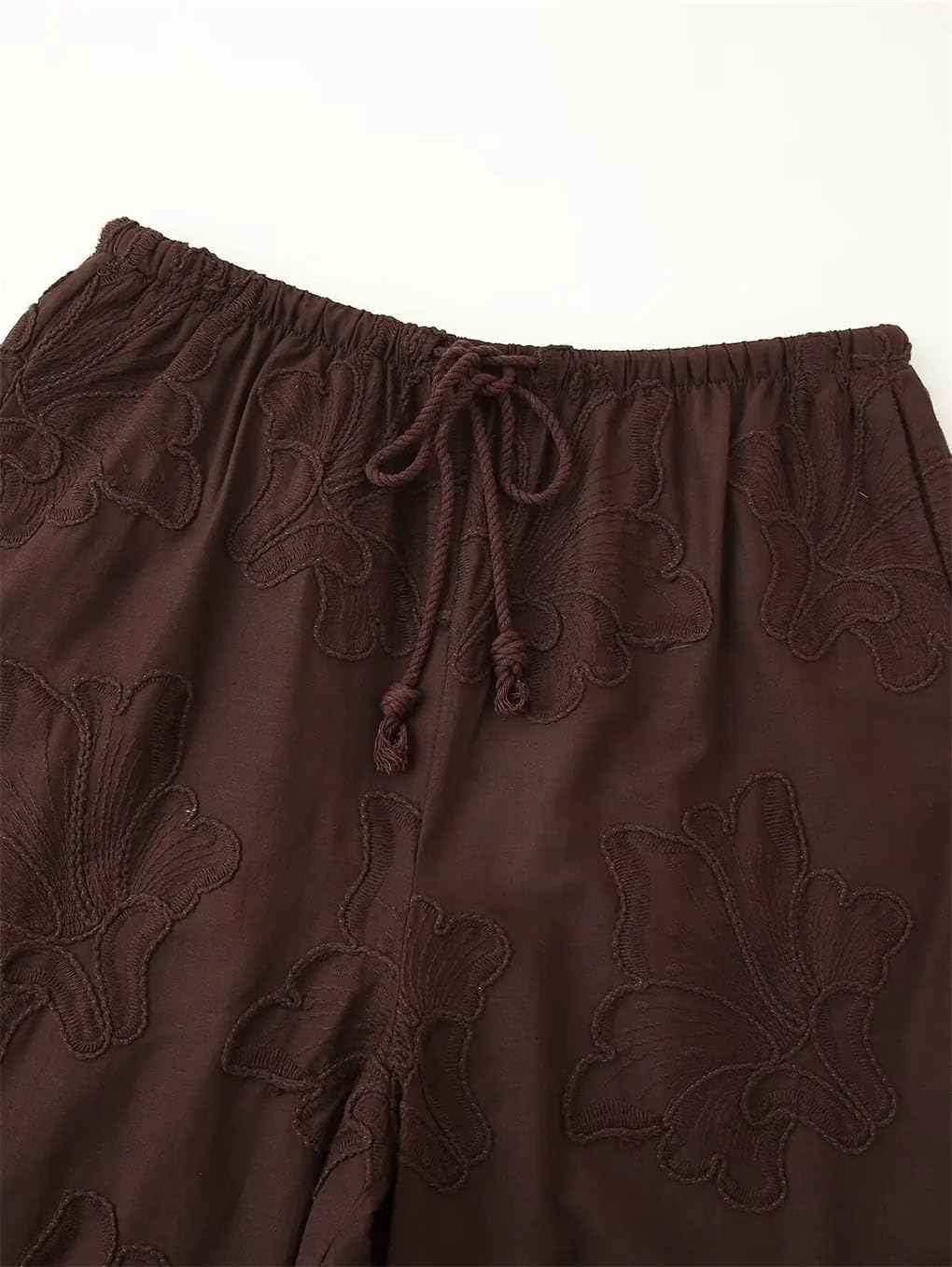 Women's Embroidered High Waist Lace-Up 2-Piece Suit of Vintage O-Neck Casual Vest