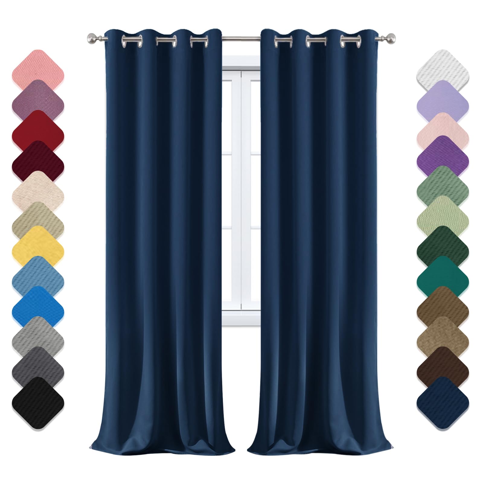 Rideau occultant bleu marine 160x180 cm isolant pour le salon