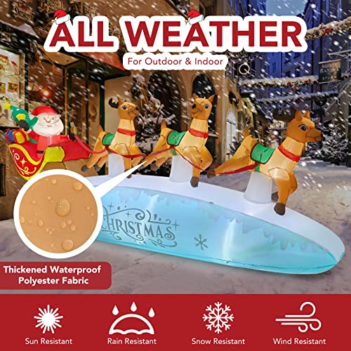 Funflatable 10 Ft Santa Sleigh With Reindeer Christmas Inflatables Outdoor Decorations, Christmas Blow Up Yard Decorations For Garden Lawn Xmas Decor #TOP2