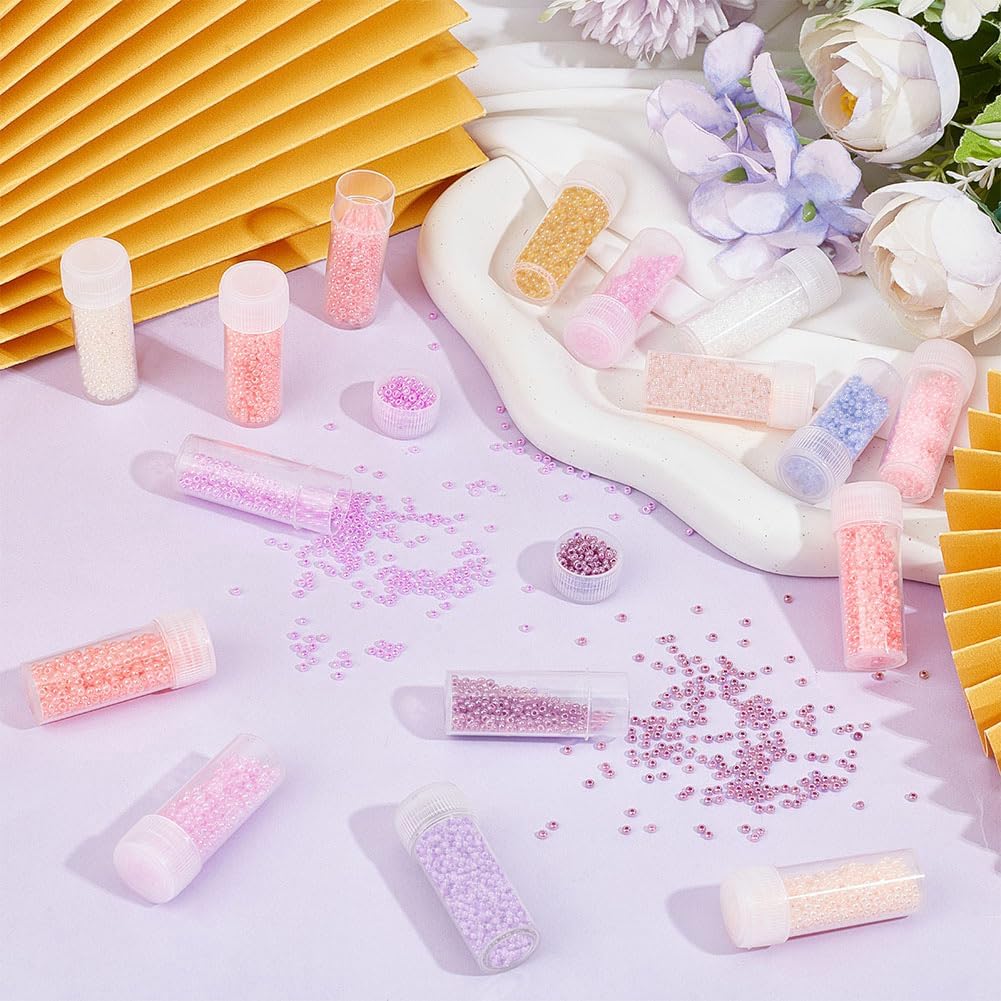 SUNNYCLUE 1 Box 80G 12/0 Mini Glass Seed Beads Opaque Round Seed Bead Glass 2mm Bracelet Seed Beads Pink Purple Spacer Loose Bead Small Glass Beads for Jewelry Making DIY Earrings Bracelets Necklace - Image 4