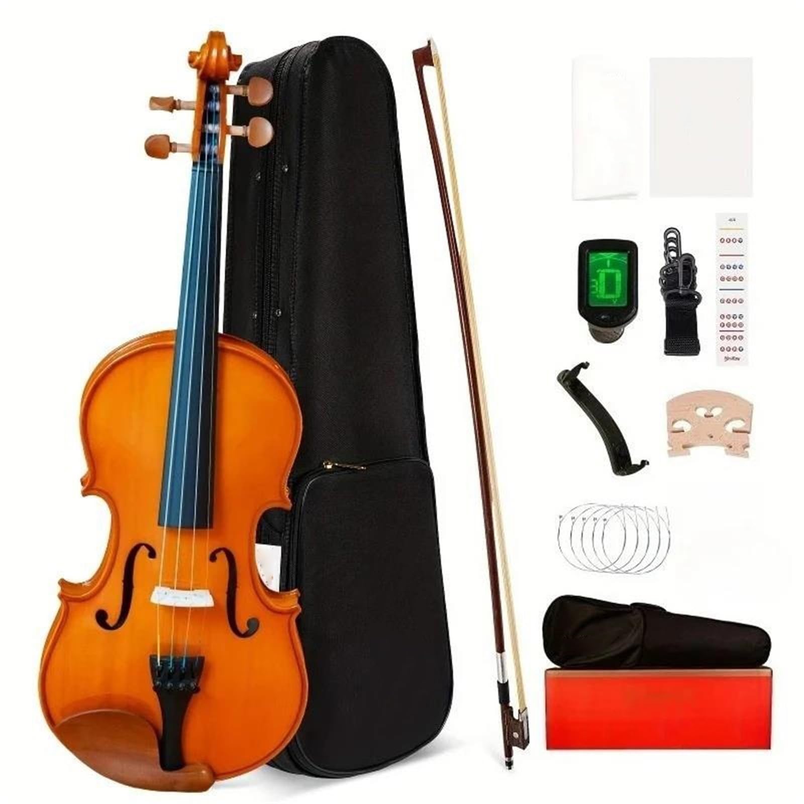 Violon de qualite professionnelle en bois massif et accessoires