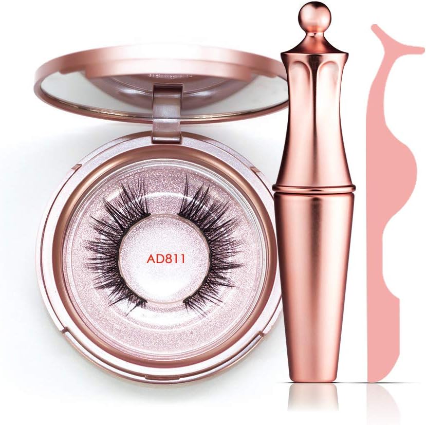 Magnetic Eyelashes Kit and Magnetic Eyeliner Natural Look Full Eye Magnetic Eyelashes Set 5 Magnets With Eyelashes Tweezers
