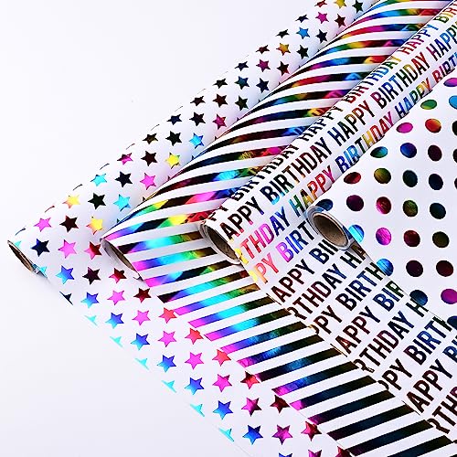 GuKKK Fogli di Carta da Regalo 3M * 43CM, 4 Rotoli...