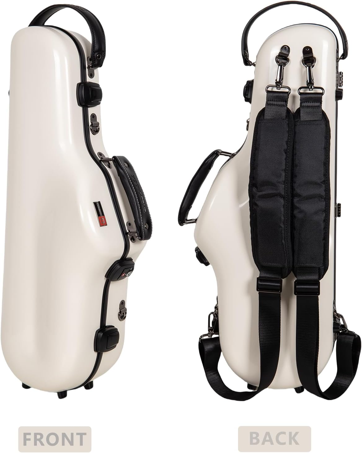 Crossrock Fiberglass Alto Saxophone Case | Glossy Milky White Finish | Reinforced Shell, Upgraded Interior, TSA Lock, Backpack Straps – Pro Travel Protection（CRF2020ASMW）