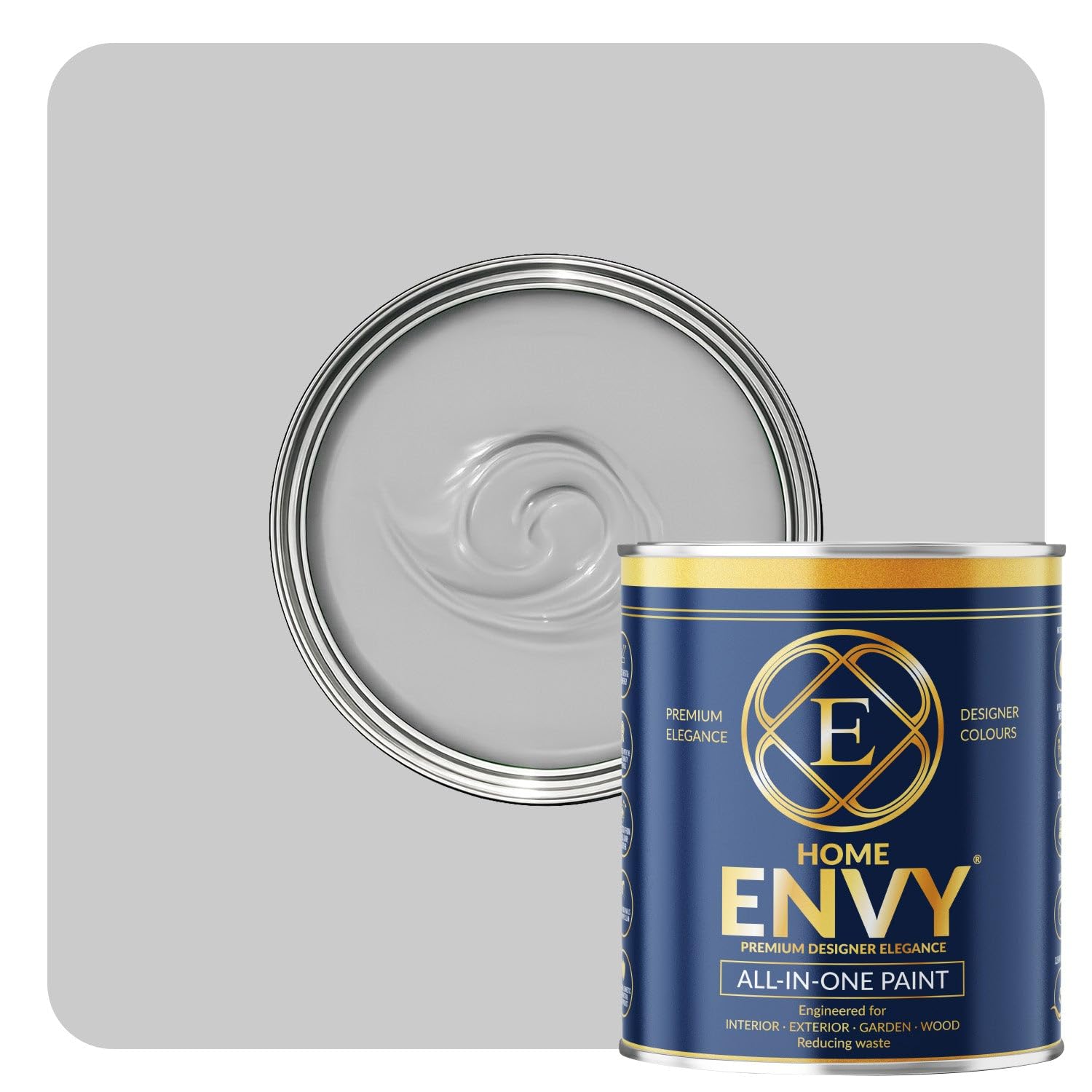 ENVY All-in-One Paint - High Coverage Paint for Interior & Exterior Walls, Wood & Furniture | Multi Surface Paint & Primer | Designer Colours For All Walls - Grey Velvet - 2.5L - Matt