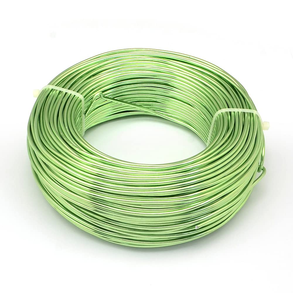 Bestewelry 180 Feet Aluminum Wire 2mm Flexible Craft Wire 12 Gauge Bendable Beading Wire for Doll Skeleton Jewelry Craft Making, Lawn Green