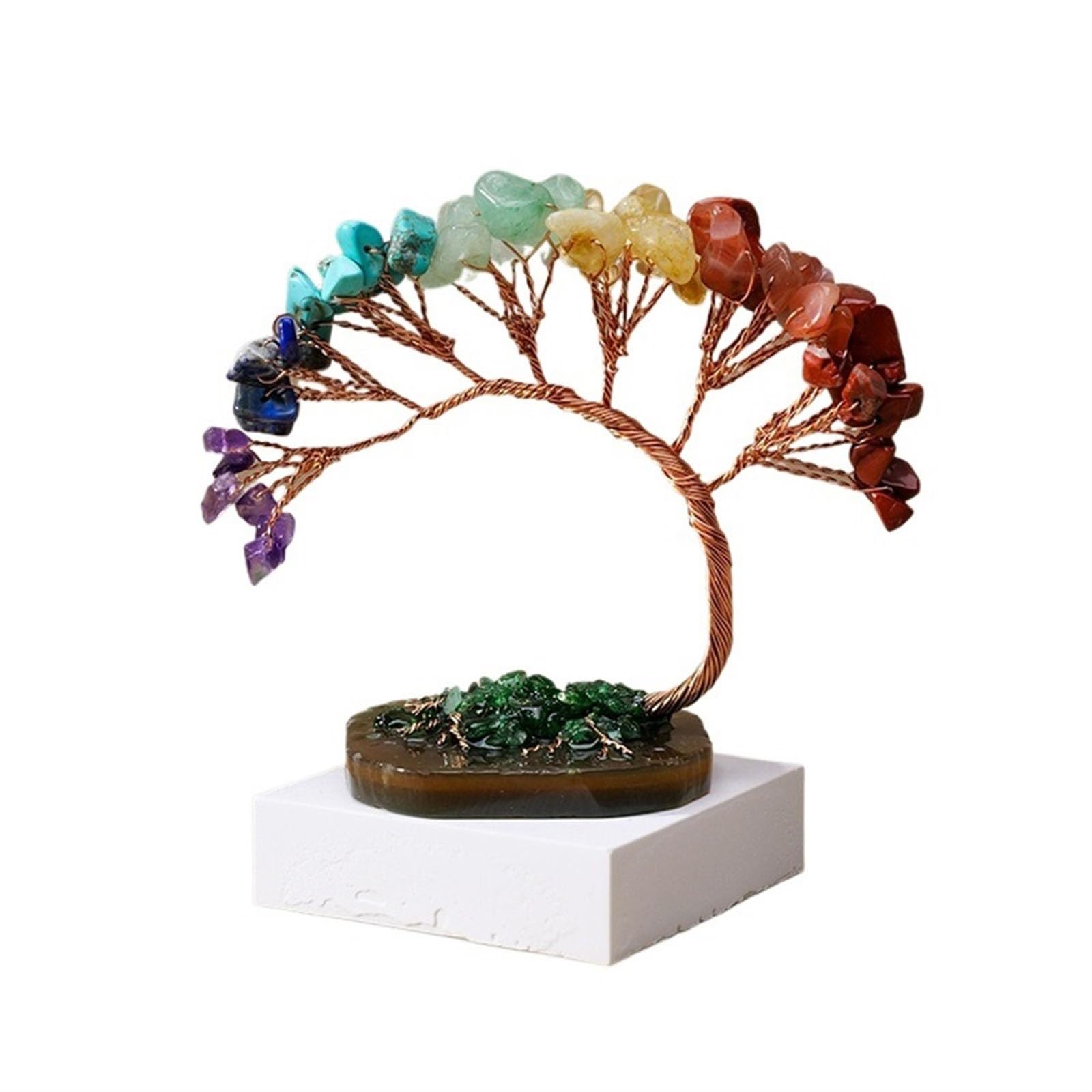 Gemstone Tree Crystal Tree Natural Reiki Crystals and Healing Stones, Gem Beads Chakra,Office Desk Decor Spiritual Ornament Crystal Decor(Colourful)