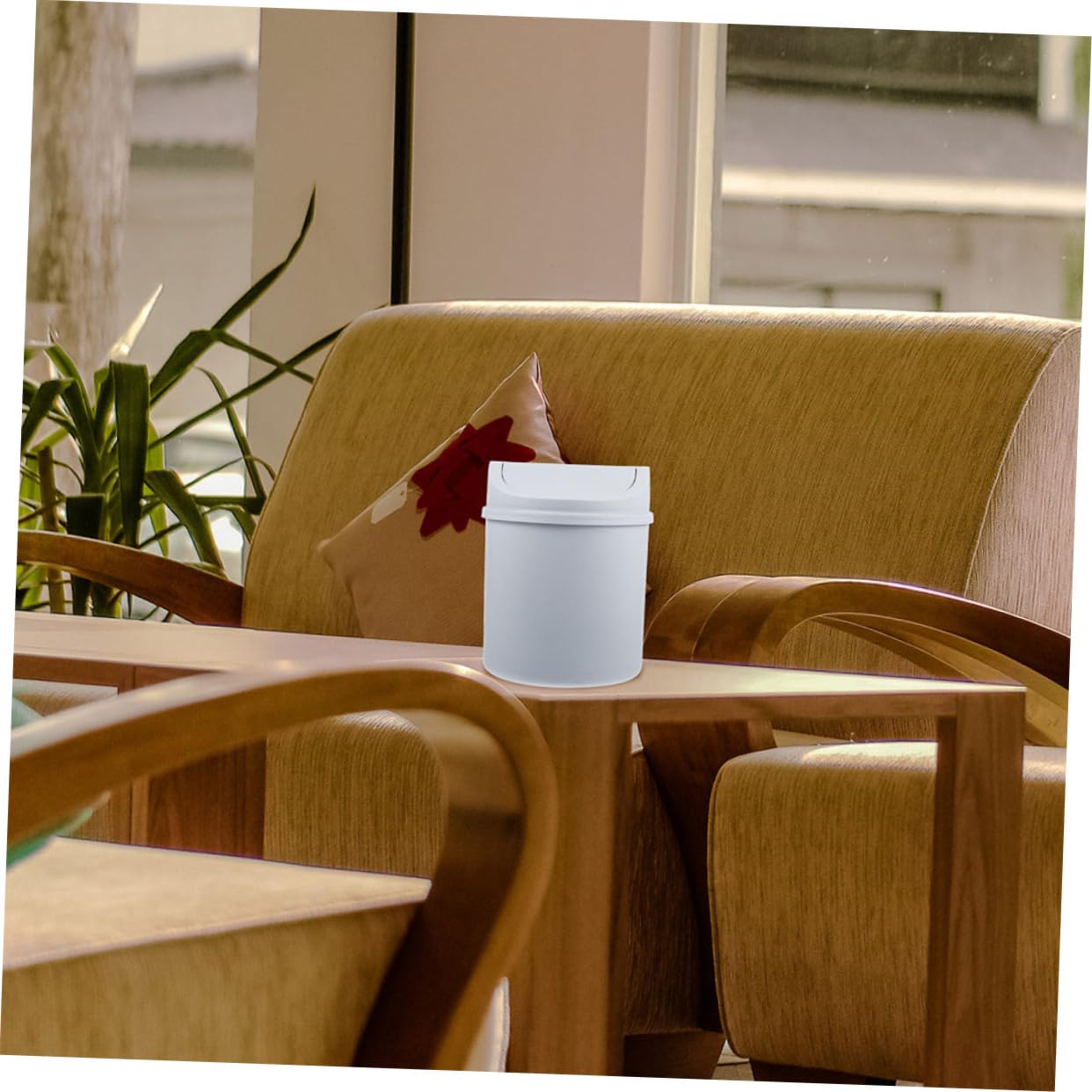 Outanaya 2sets Small Trash Can Swing Lid Mini Swing Lid Garbage Bin for Desktop Bathroom Kitchen 2pcs*2