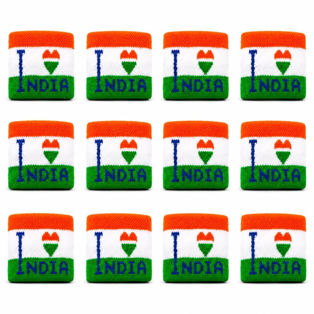4-Pack 'I Love India' Unisex Cloth Stretchable Tiranga Indian Wrist Band | Tricolor Bracelet for Independence Day & Republic Day Celebrations | Premium Cotton Sweatbands for Boys, Girls-image-35