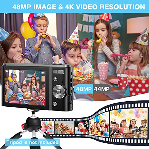 Digital-Camera-4K-48MP-Vlogging-Camera-Compact-Pocket-Camera-with-16X-Zoom-32GB-SD-Card-Point-and-Shoot-Camera-for-Adult-Seniors-Students-Kids-BeginnerBlack