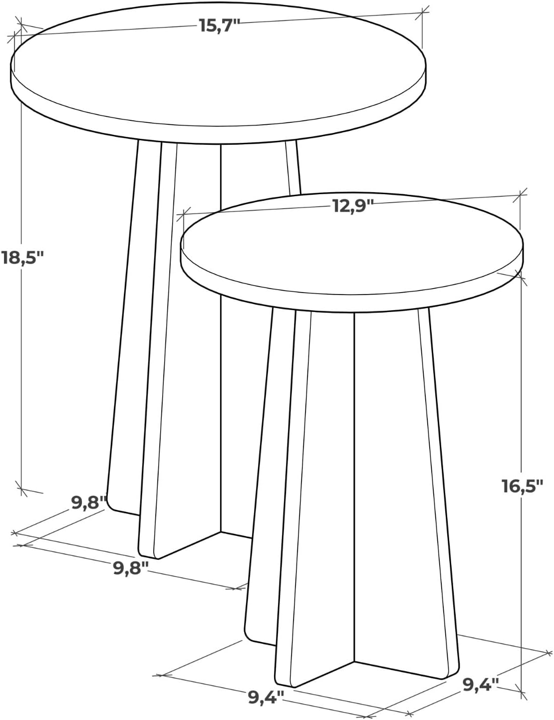 Travertine Efect Round Nesting Coffee Table Set of 2 Modern Coffee Table Small Side Table End Table for Living Room
