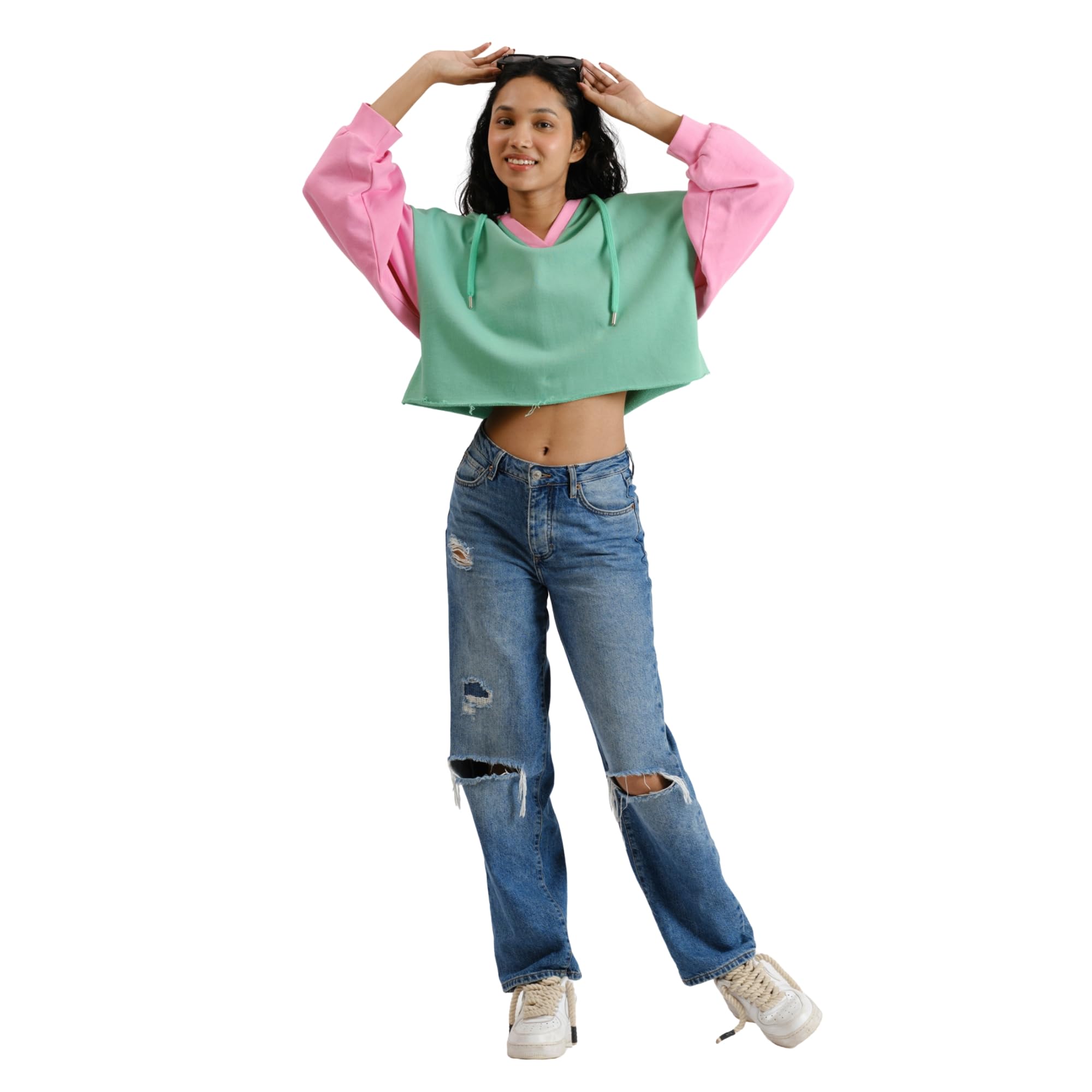 | Myrtle Cropped Hoodie | Aqua Green-image-39