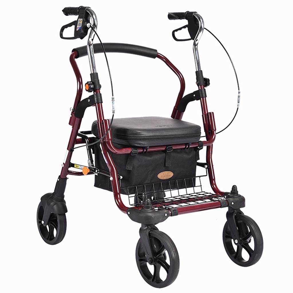 Chodziki dla seniorów Aluminiowy chodzik Rollator z kołami Składany Lekki regulowany, z oparciem siedzenia Rama do chodzenia dla osób starszych Walking Mobility Aid chodzik chodzik Rollator, Durable