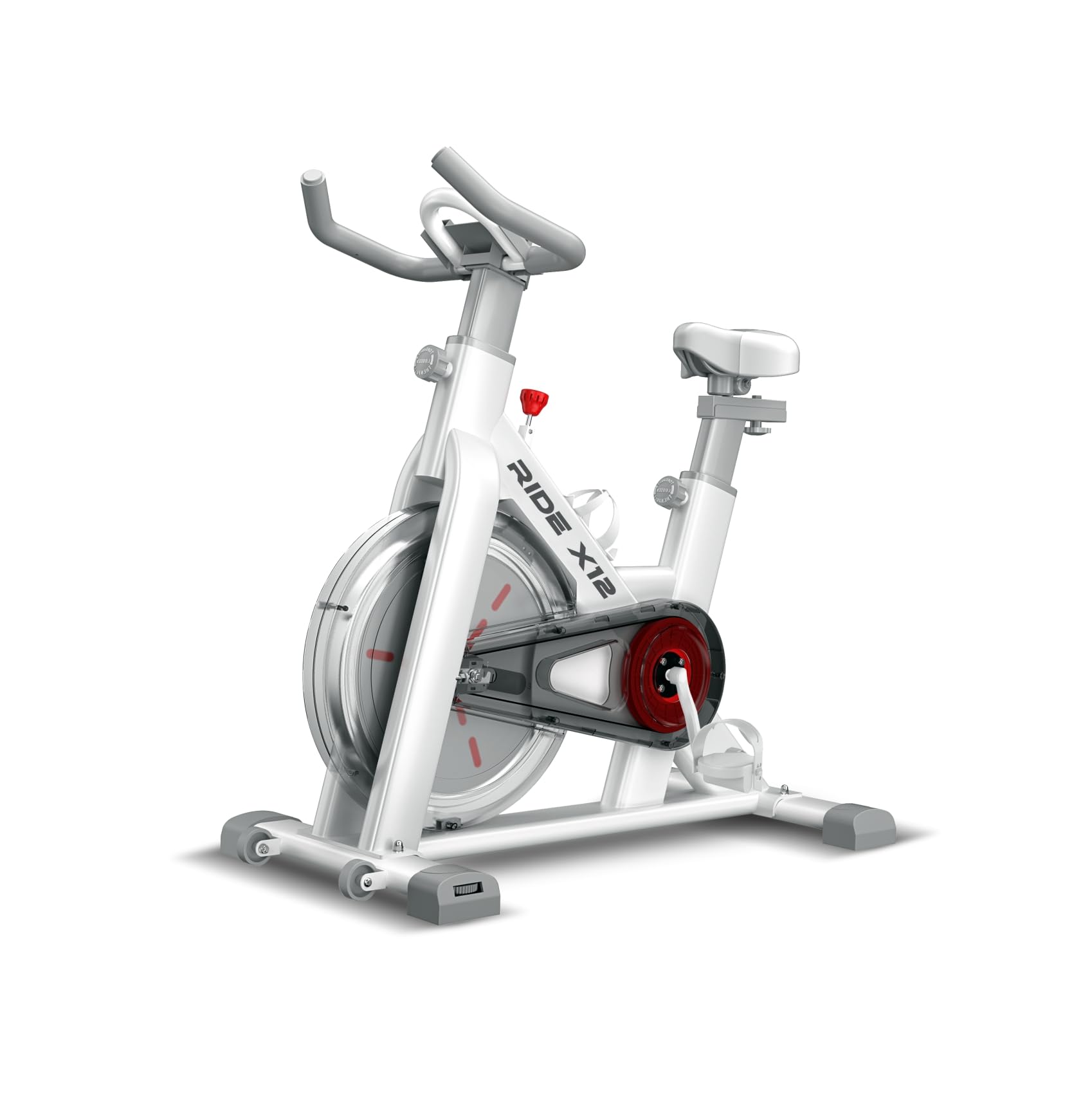 Cockatoo Ride XE11 Spin Bike Exercise Cycle For Home With PEP Method, Flywheel Size 8 Kg, Max Weight Capacity- 140 Kg- White & Gold