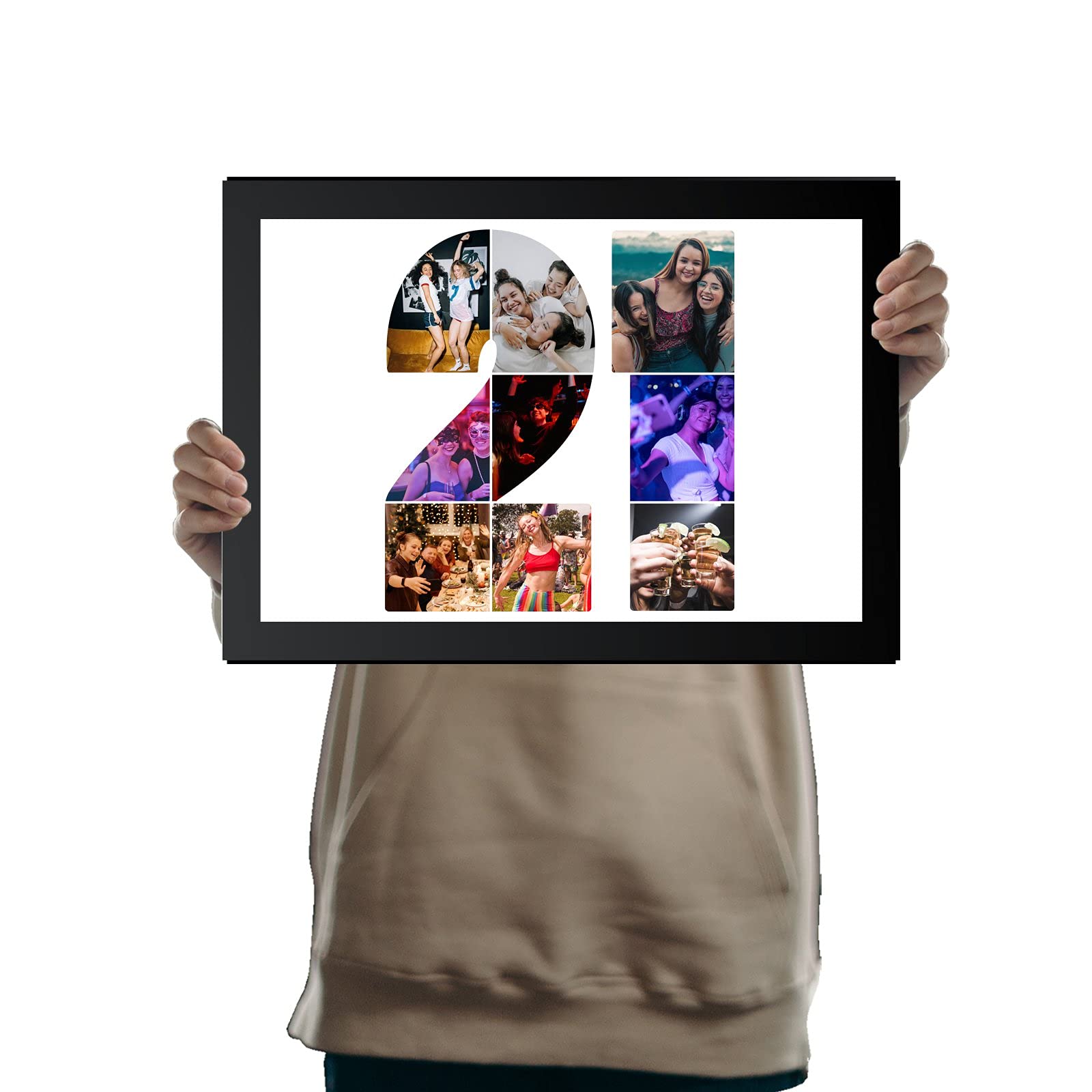 You Personalise Black 21St Birthday Personalised Photo Collage Framed A4