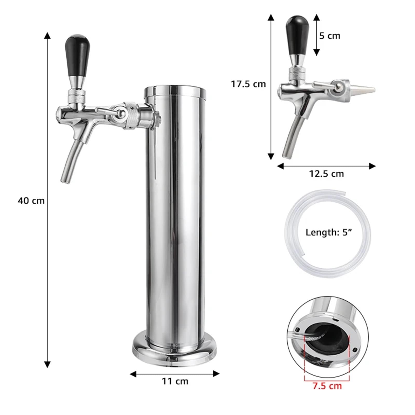Spillatrice Birra Torre for birra a rubinetto singolo for colonna for for alla spina da 3 pollici con for regolabile in acciaio inossidabile for la casa per Bar