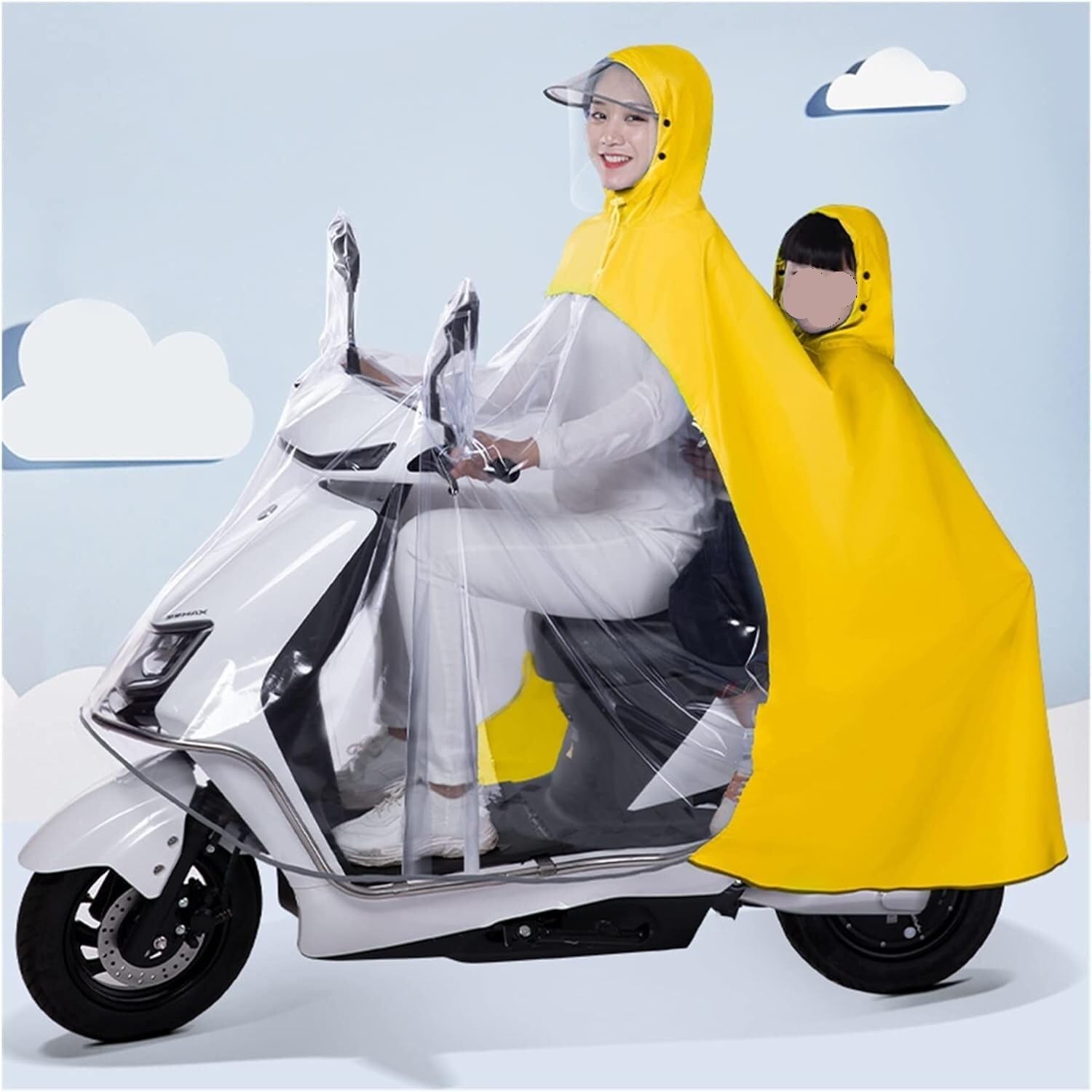 Cycling Rain Poncho with Mirror Cover for Bike E-Bike Scooter Motorcycle Multicolor 4XL/5XL(Yellow,4XL)