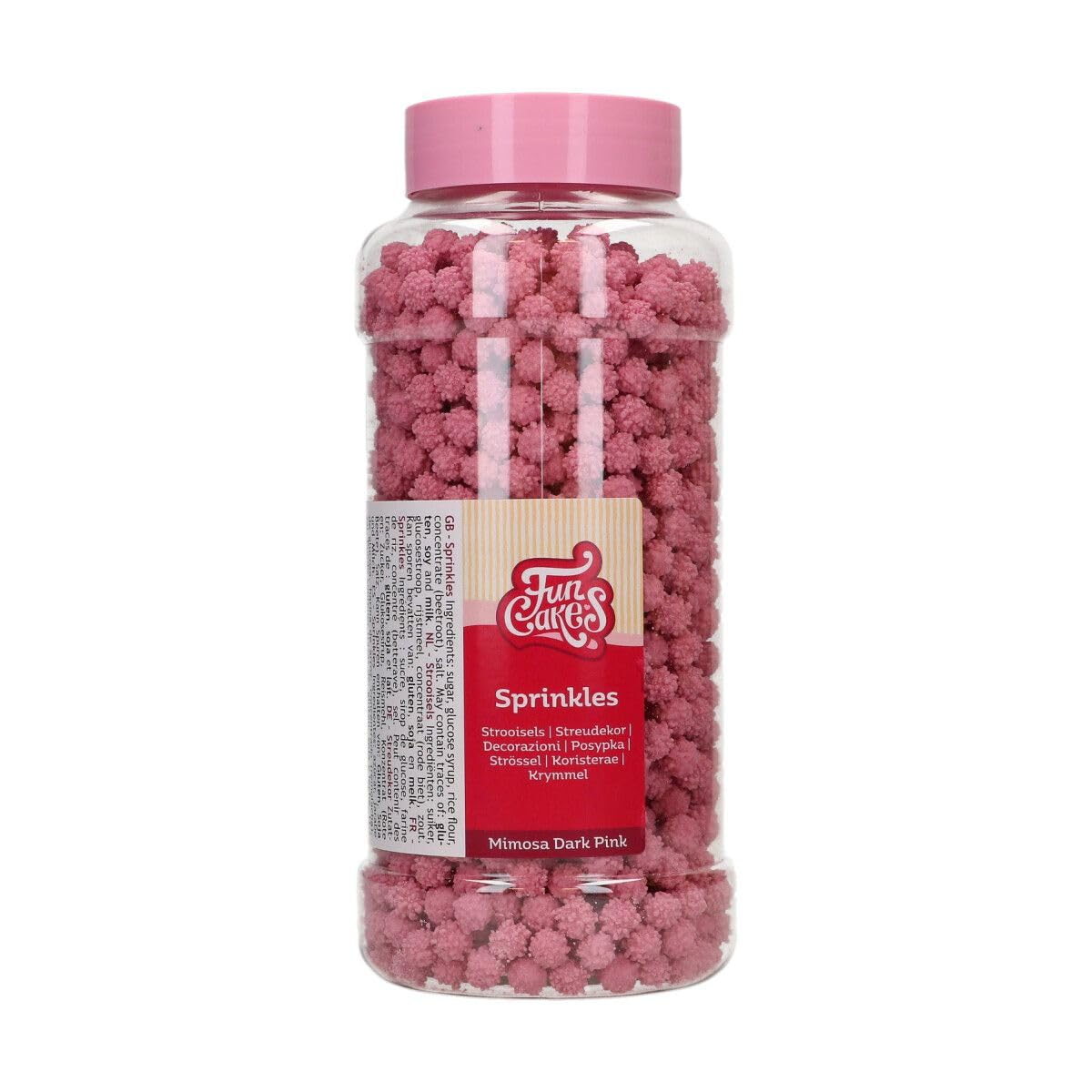 FunCakes Mimosa Dark Pink: Sugar Sprinkles for Decorating Cakes, Cupcakes and More - Edible Decoration for Birthday, Baby Shower and Gender Reveal - 500 g