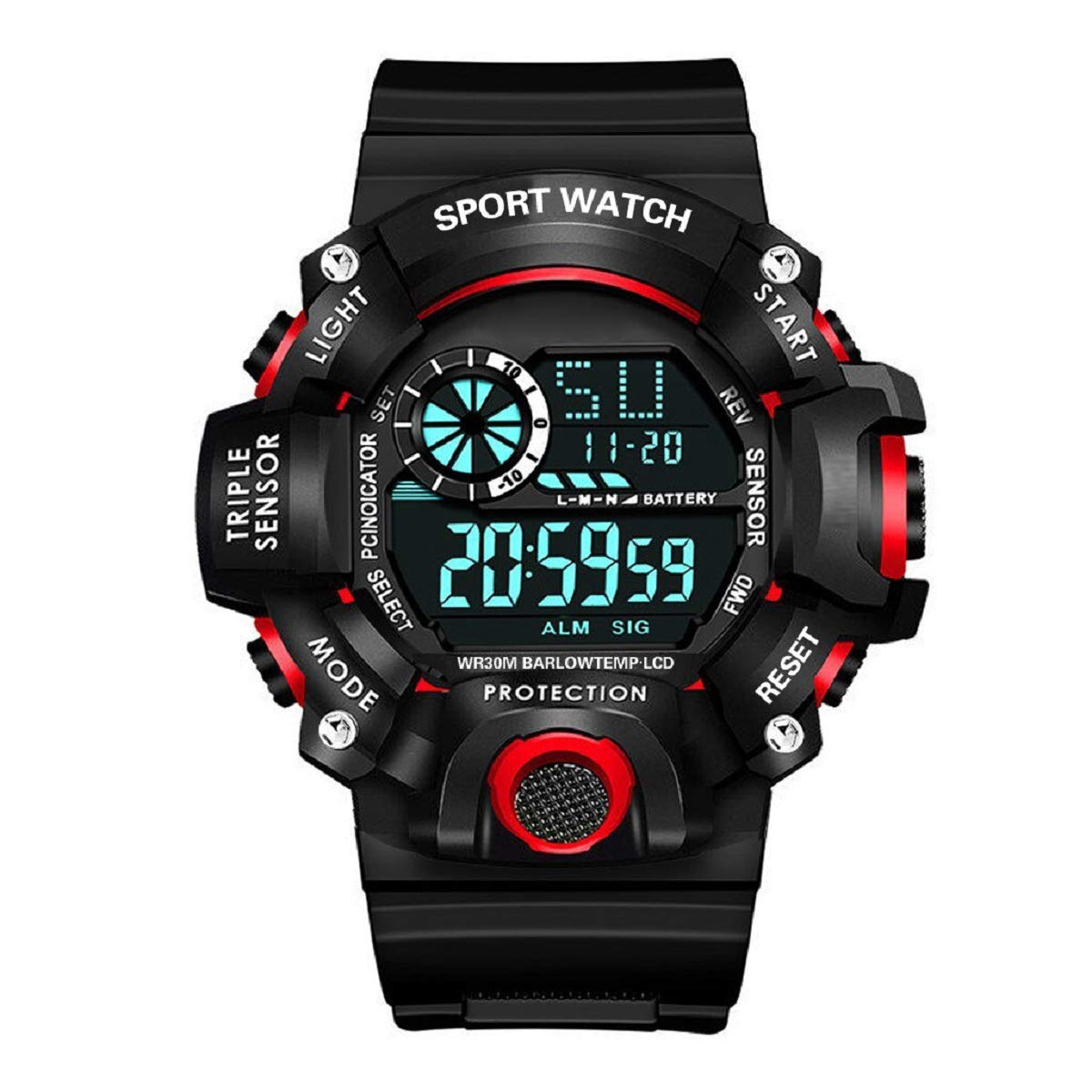 SELLORIADigital Boy's Watch (Red Dial Black Colored Strap), black red, Digital
