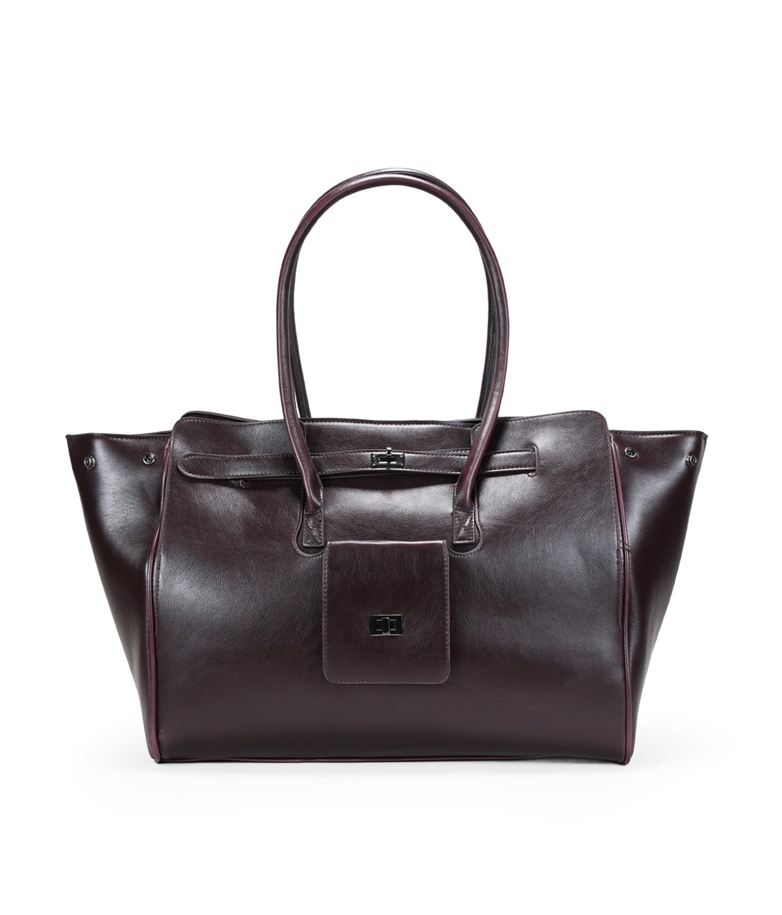 BOSANOVA Bolso de Hombro Estilo Shopper para Mujer con cinturón y Bolsillos Decorativos. Asas de Colgar y Cierre con Cremallera. Burdeos U